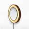 Specchio grande rotondo in legno con illuminazione, anni '70, Immagine 2
