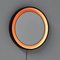 Specchio grande rotondo in legno con illuminazione, anni '70, Immagine 5