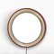 Large Round Mirror in Wood with Lighting, 1970s 4