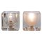 Würfelförmige Tischlampen aus Eisglas von Peill & Putzler 1970er, 2er Set 6