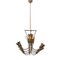 Brass and Glass Chandelier, 1930s 5