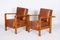 Art Deco Adjustable Armchairs in Oak, Leather, Czech, 1930s, Set of 2 1