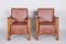 Art Deco Adjustable Armchairs in Oak, Leather, Czech, 1930s, Set of 2 12