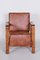 Art Deco Adjustable Armchairs in Oak, Leather, Czech, 1930s, Set of 2 5