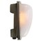 Vintage Industrial French Beige Cast Iron & Frosted Cut Glass Wall Light by Holophane, France 2