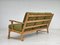 Danish 3 Seater Sofa in Oak Wood & Furniture Wool, 1970s 5
