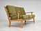Danish 3 Seater Sofa in Oak Wood & Furniture Wool, 1970s 2