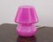 Vintage Italian Fuchsia Mushroom Table Lamp in Murano Glass 4