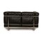 Cassina LC2 Leather Sofa in Black Two Seater in Chrome by Le Corbusier for Cassina 9