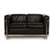Cassina LC2 Leather Sofa in Black Two Seater in Chrome by Le Corbusier for Cassina 1