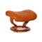 Fauteuil et Tabouret Reno en Cuir Marron Orange de Stressless, Set de 2 10