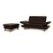 Leather Sofa Set in Dark Brown, Set of 2 1