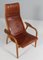 Lamino Lounge Chair with Ottoman in Patinated Leather attributed to Yngve Ekström for Swedese, 1950s 5