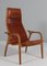 Lamino Lounge Chair with Ottoman in Patinated Leather attributed to Yngve Ekström for Swedese, 1950s 4