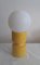 Small Vintage Table Lamp with Yellow Ceramic Base and White Spherical Plastic Shade, 1970s 1