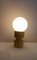 Small Vintage Table Lamp with Yellow Ceramic Base and White Spherical Plastic Shade, 1970s 2