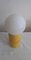 Lampada da tavolo vintage con base in ceramica gialla e paralume sferico in plastica bianca, anni '70, Immagine 4
