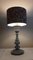 Lampe de Bureau Vintage avec Socle en Bois de Tilleul Gris-Bleu et Abat-Jour en Tissu Coloré et Fabriqué à la Main de Lamplove, 1980s 5