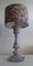 Lampada da tavolo vintage con base in legno di tiglio grigio-blu e paralume in tessuto colorato e artigianale di Lamplove, anni '80, Immagine 6