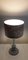 Lampada da tavolo vintage con base in legno di tiglio grigio-blu e paralume in tessuto colorato e artigianale di Lamplove, anni '80, Immagine 3