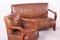 Vintage Art Deco Lounge Set in Walnut and Leather, 1930s, Set of 3 7