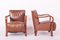 Vintage Art Deco Lounge Set in Walnut and Leather, 1930s, Set of 3 5