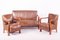 Vintage Art Deco Lounge Set in Walnut and Leather, 1930s, Set of 3 1