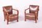 Vintage Art Deco Lounge Set in Walnut and Leather, 1930s, Set of 3 6