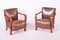 Vintage Art Deco Lounge Set in Walnut and Leather, 1930s, Set of 3, Image 6