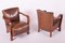 Vintage Art Deco Lounge Set in Walnut and Leather, 1930s, Set of 3 9