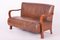 Vintage Art Deco Lounge Set in Walnut and Leather, 1930s, Set of 3 10