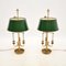 Antique Brass Table Lamps with Tole Shades, 1920, Set of 2 4