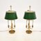 Antique Brass Table Lamps with Tole Shades, 1920, Set of 2, Image 4