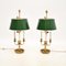 Antique Brass Table Lamps with Tole Shades, 1920, Set of 2 2