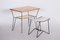 Mid-Century Table with Stool in Beech and Steel, 1950s, Set of 2, Image 4
