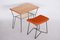 Mid-Century Table with Stool in Beech and Steel, 1950s, Set of 2, Image 1