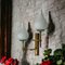 Vintage Brass and Opaline Glass Sconce in the style of Stilnovo, Italy, 1950s 2