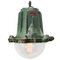 Vintage French Industrial Green Cast Iron and Clear Glass Pendant Lamp by Perfeclair, 1967 1