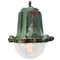 Vintage French Industrial Green Cast Iron and Clear Glass Pendant Lamp by Perfeclair, 1967, Image 1