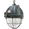 Lampe à Suspension Industrielle Vintage en Fonte Verte et Verre Clair par EEA, France 1