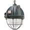 Vintage French Industrial Green Cast Iron and Clear Glass Pendant Lamp by EEA, Image 1