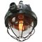 Lampe à Suspension Industrielle Vintage en Fonte Verte et Verre Clair par EEA, France 2