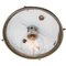 Vintage Industrial French Beige Cast Iron and Frosted Cut Glass Flush Mount by Holophane, Image 7