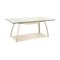 FRAG Glass Dining Table in Silver Cream Leather 1