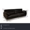 Conseta Leather Three Seater Black Sofa and Stool from Cor, Set of 2 2