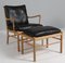 Colonial Chair and Ottoman in Oak by Ole Wanscher, 2010s, Set of 2 1
