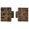 Brutalist Bronze Rectangular Push & Pull Door Handles in Geometric Relief, 1970s, Set of 2 1