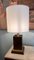 Tischlampe aus glasiertem Braunem Pergament & Messing mit Weißem Lampenschirm, Aldo Tura zugeschrieben, 1970er 2