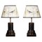20th Century Blackened Wood Column Table Lamps, Set of 2 1