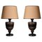 20th Century Blackened Wood Baluster Table Lamps, Set of 2 1
